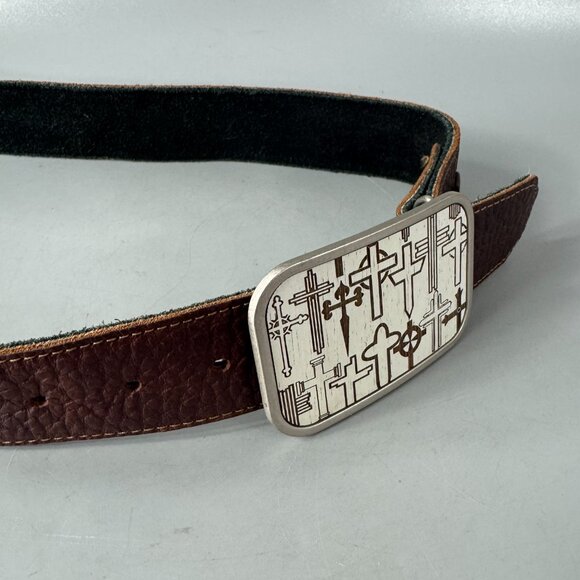 Buckle-Down Buckle Brown Leather Belt - Picture 7 of 13